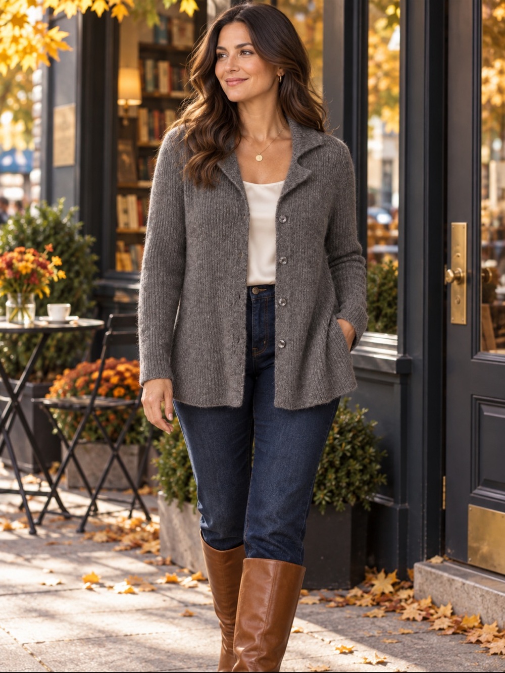 Eileen Fisher Alpaca Wool Ribbed Button Cardigan Gray XL